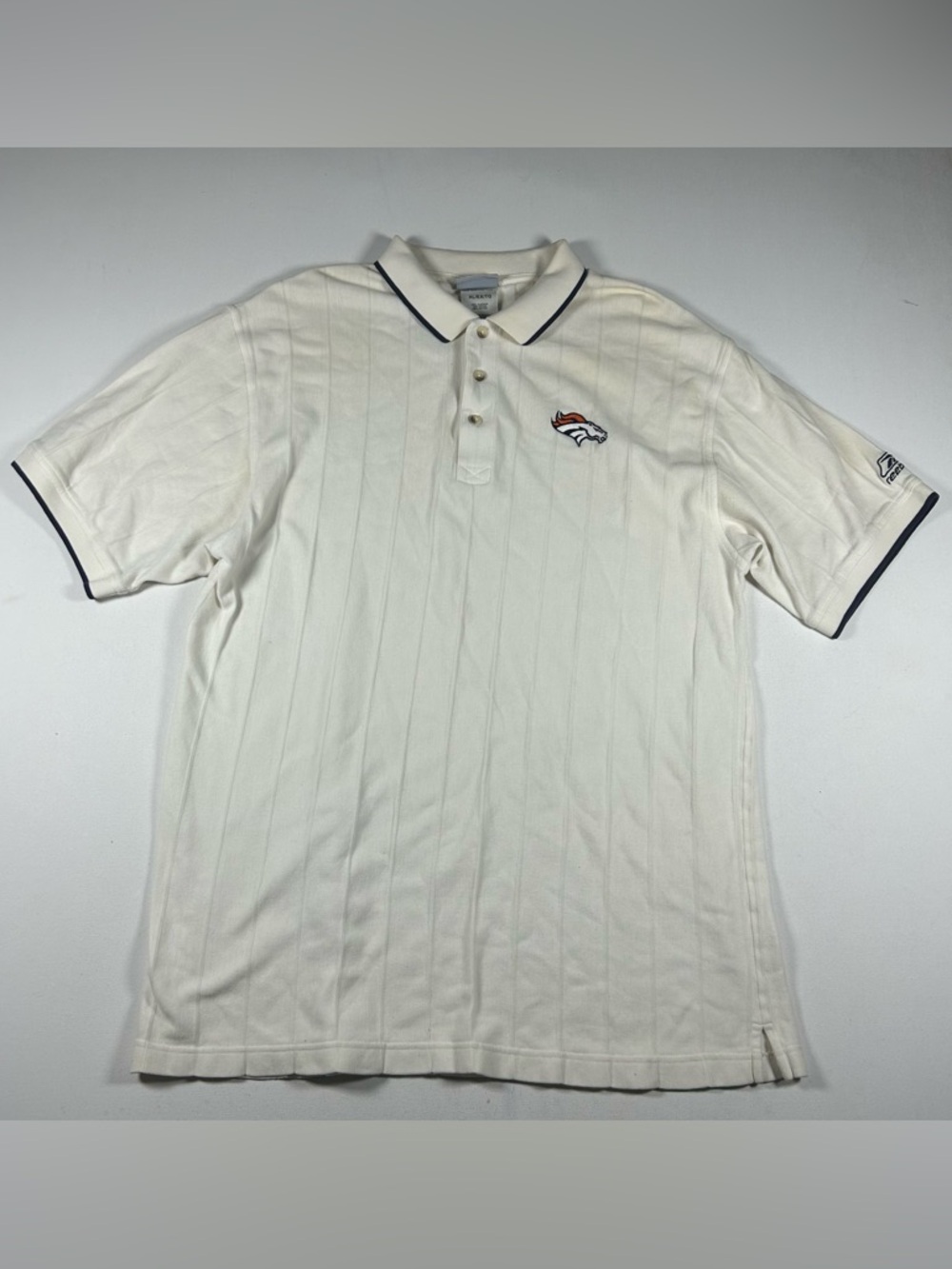 Reebok Denver Broncos Polo Shirt Mens XL White Embroider Logo NFL Team Faded VTG